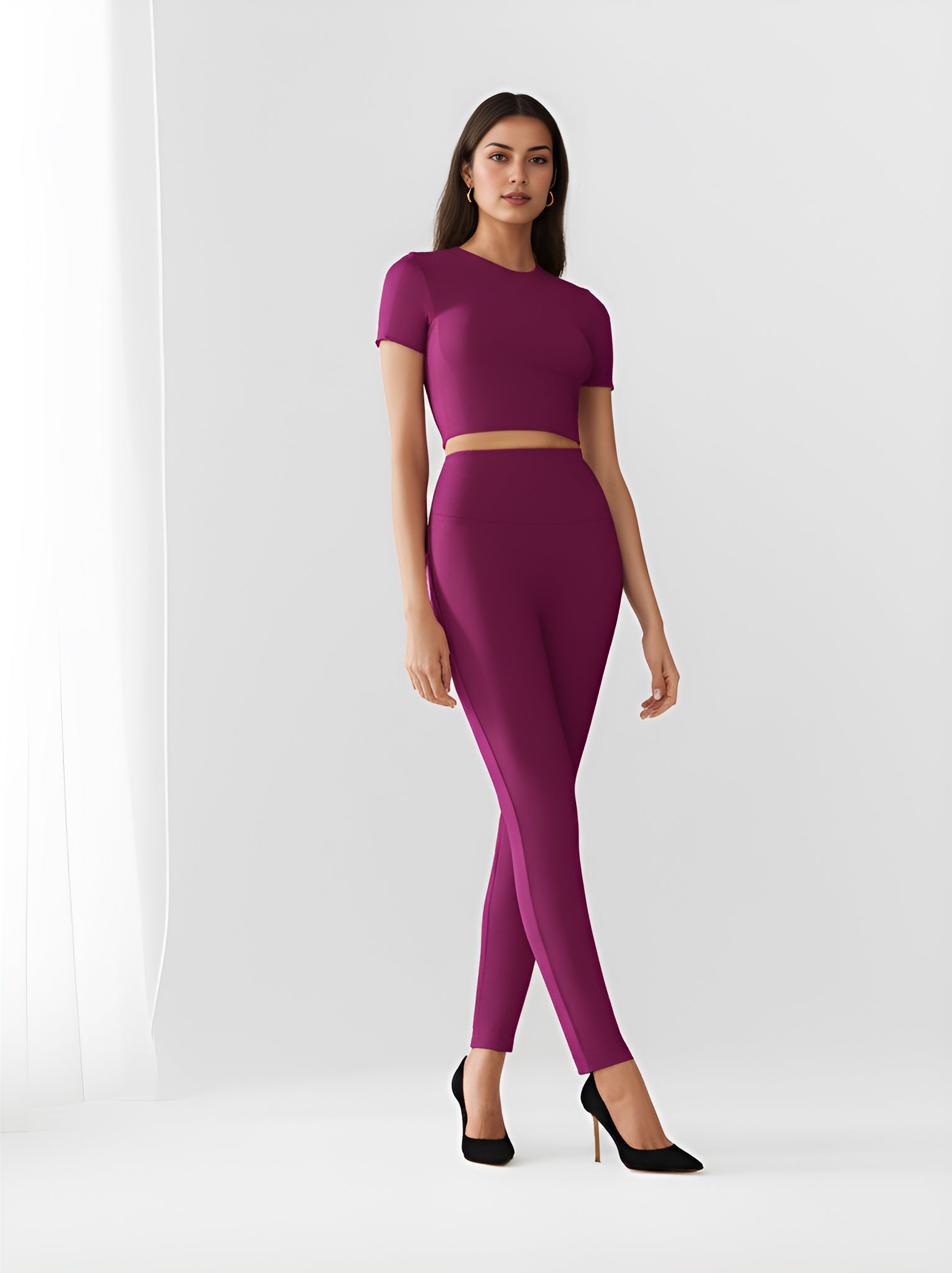 Seamless Crop Top and Leggings Set- Purple