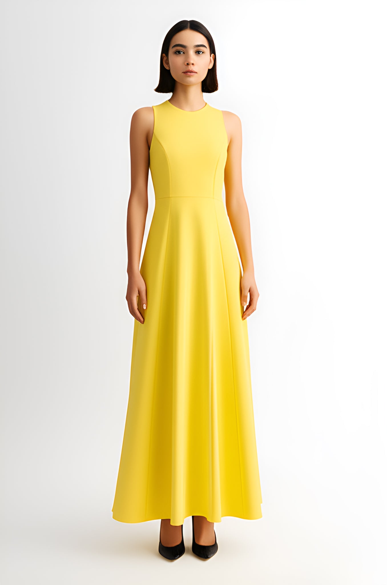 Sleeveless A-Line Maxi Dress – Yellow