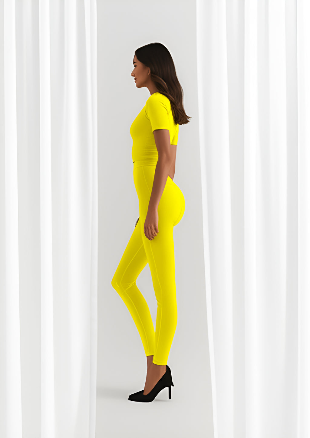 Seamless Crop Top and Leggings Set- Yellow