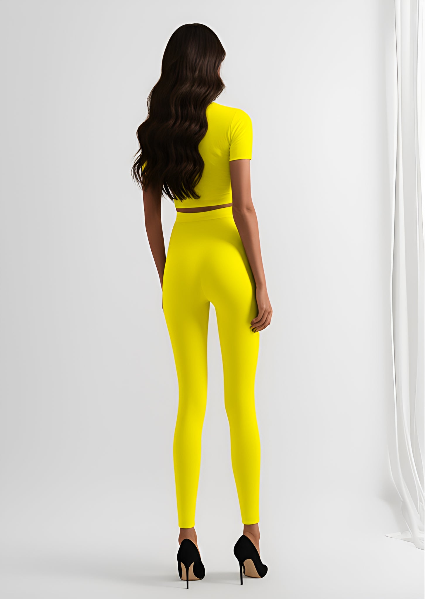 Seamless Crop Top and Leggings Set- Yellow