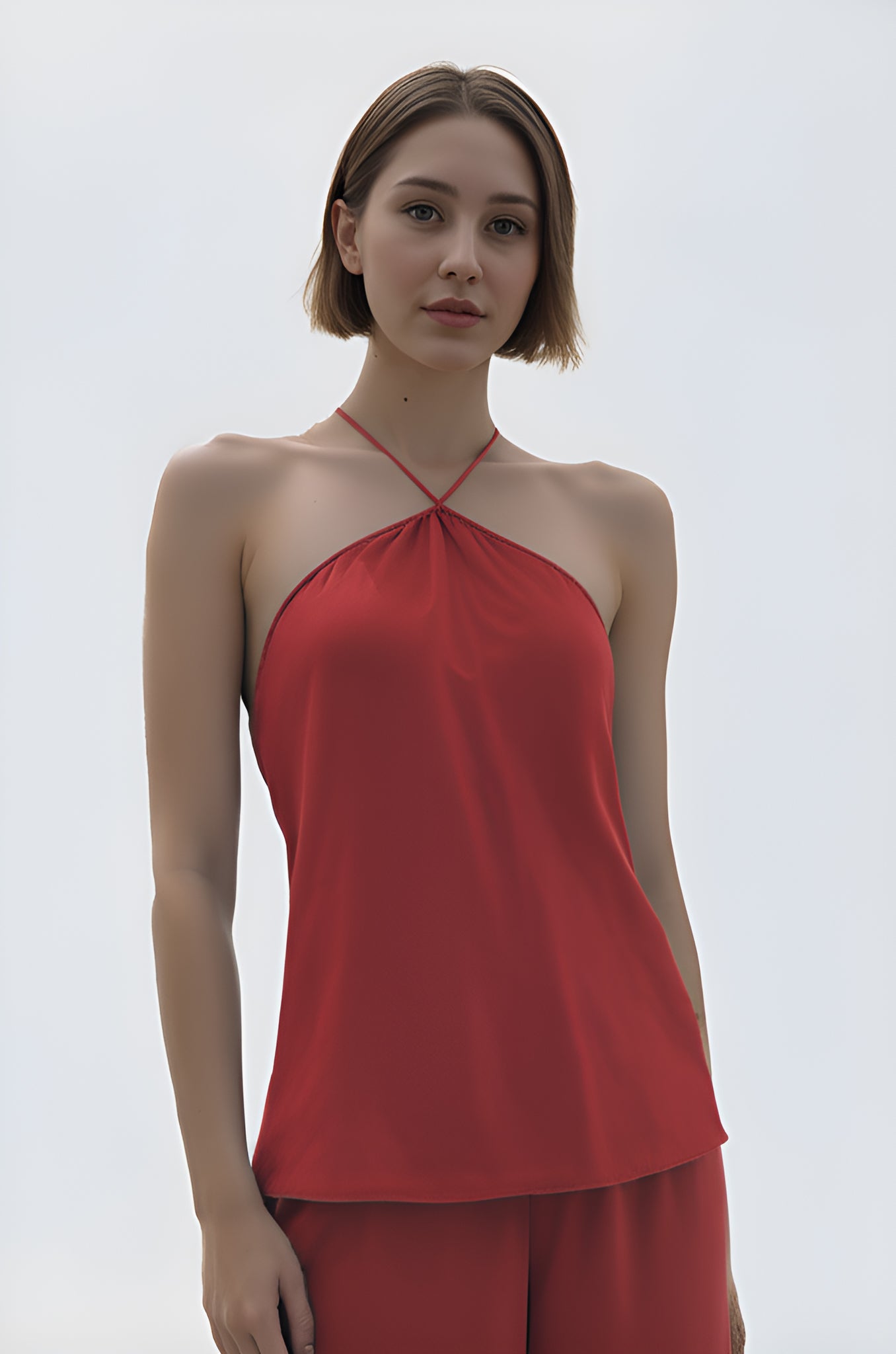 Satin Halter-Neck Camisole Top