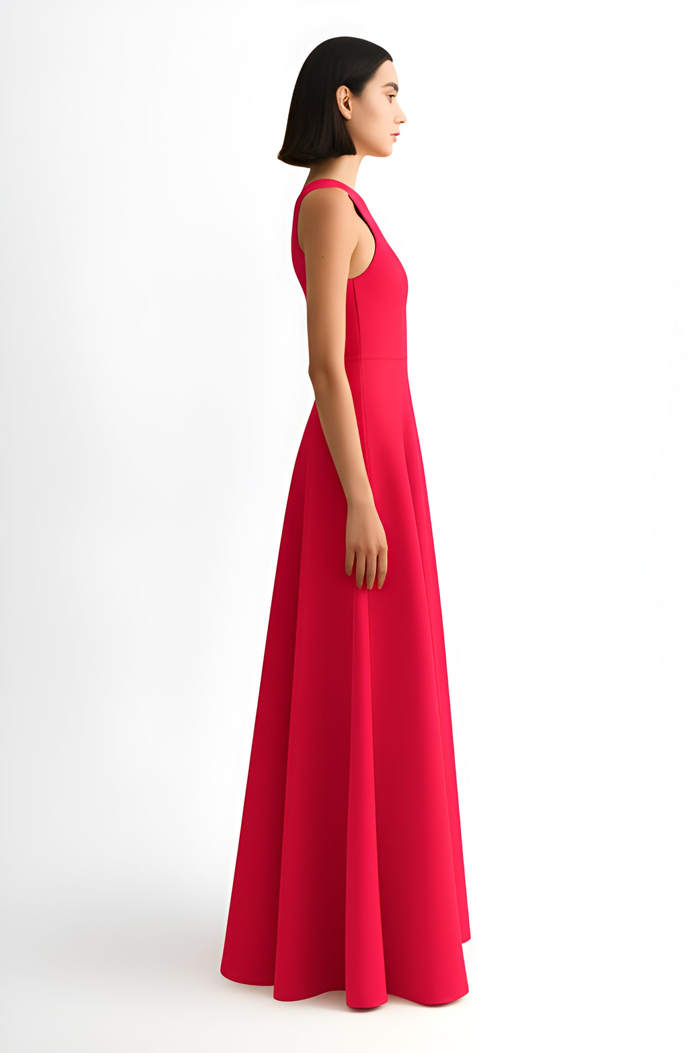 Sleeveless A-Line Maxi Dress – Red