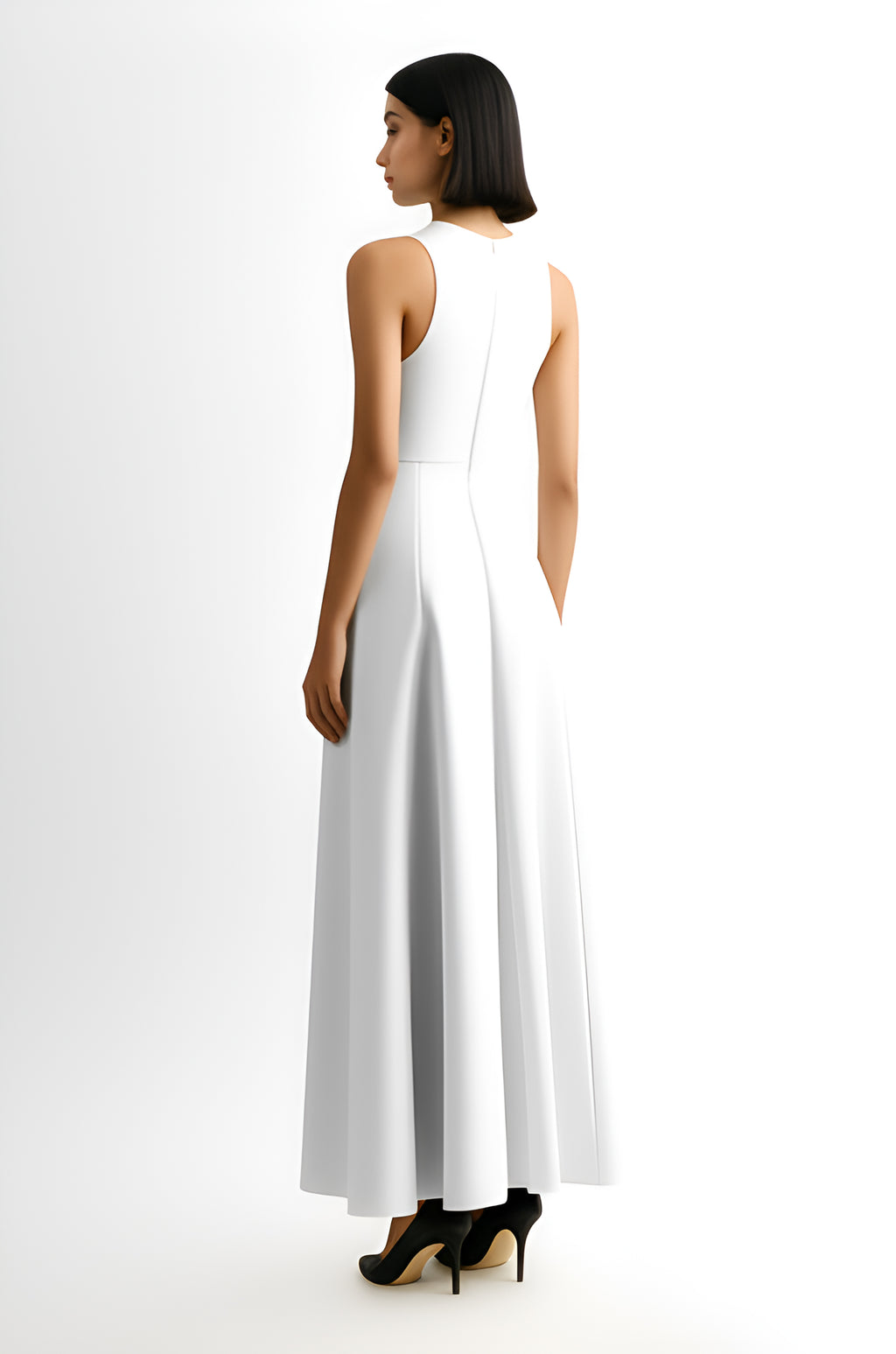 Sleeveless A-Line Maxi Dress – White