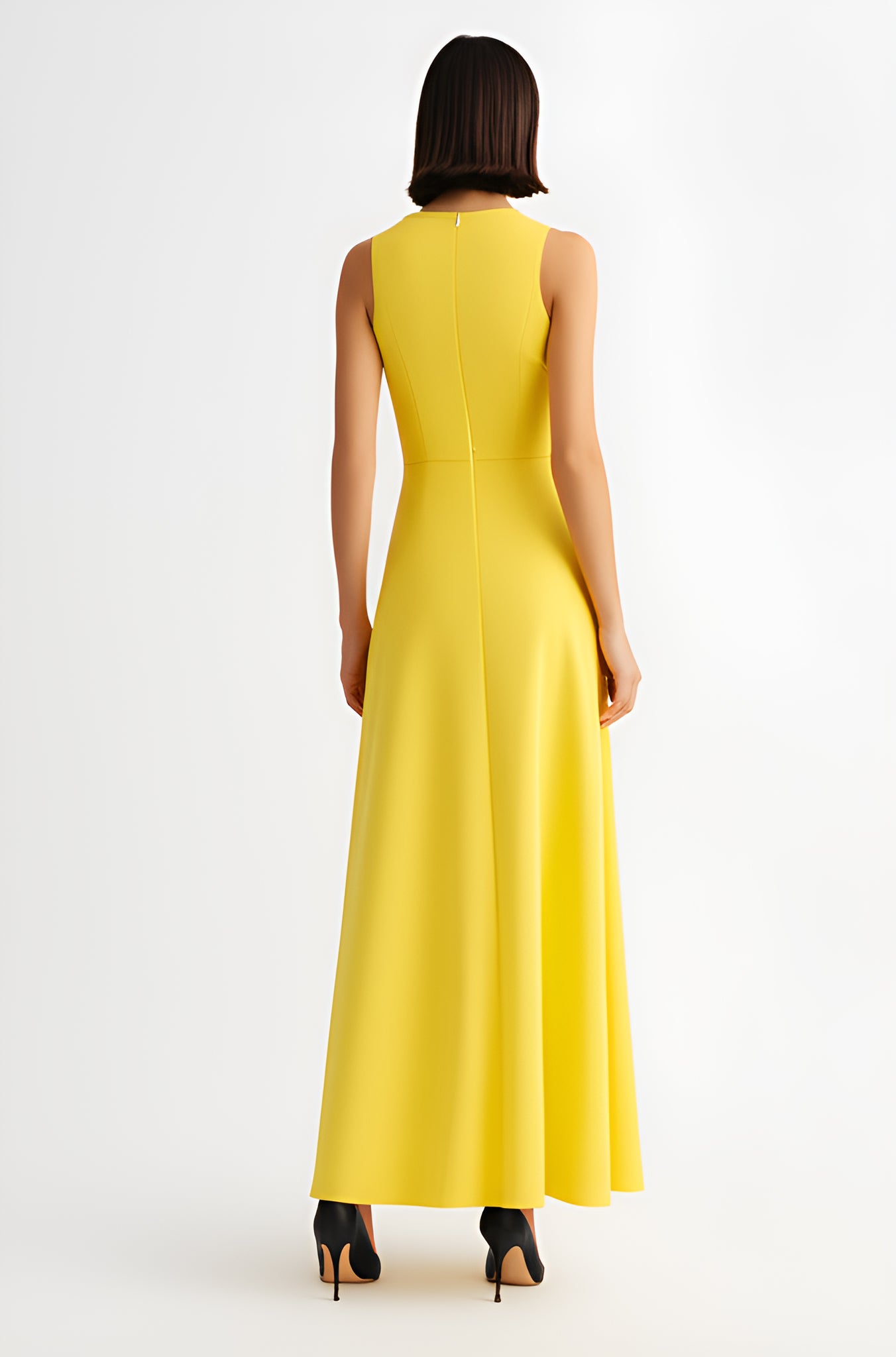 Sleeveless A-Line Maxi Dress – Yellow