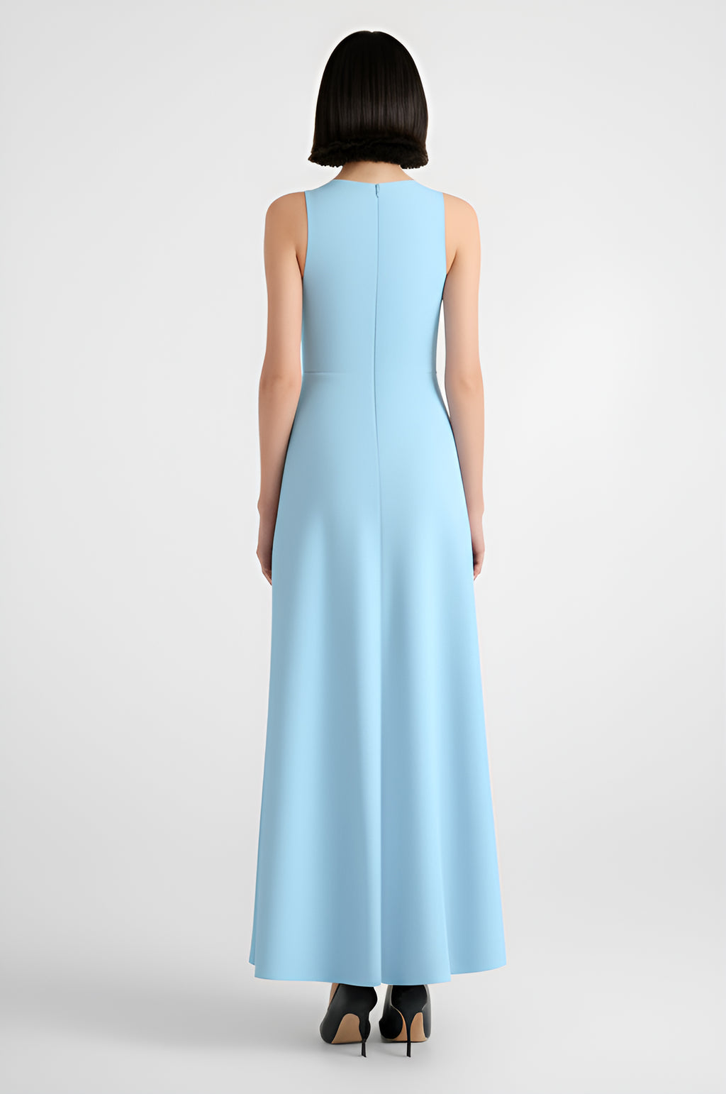 Sleeveless A-Line Maxi Dress – Light Blue