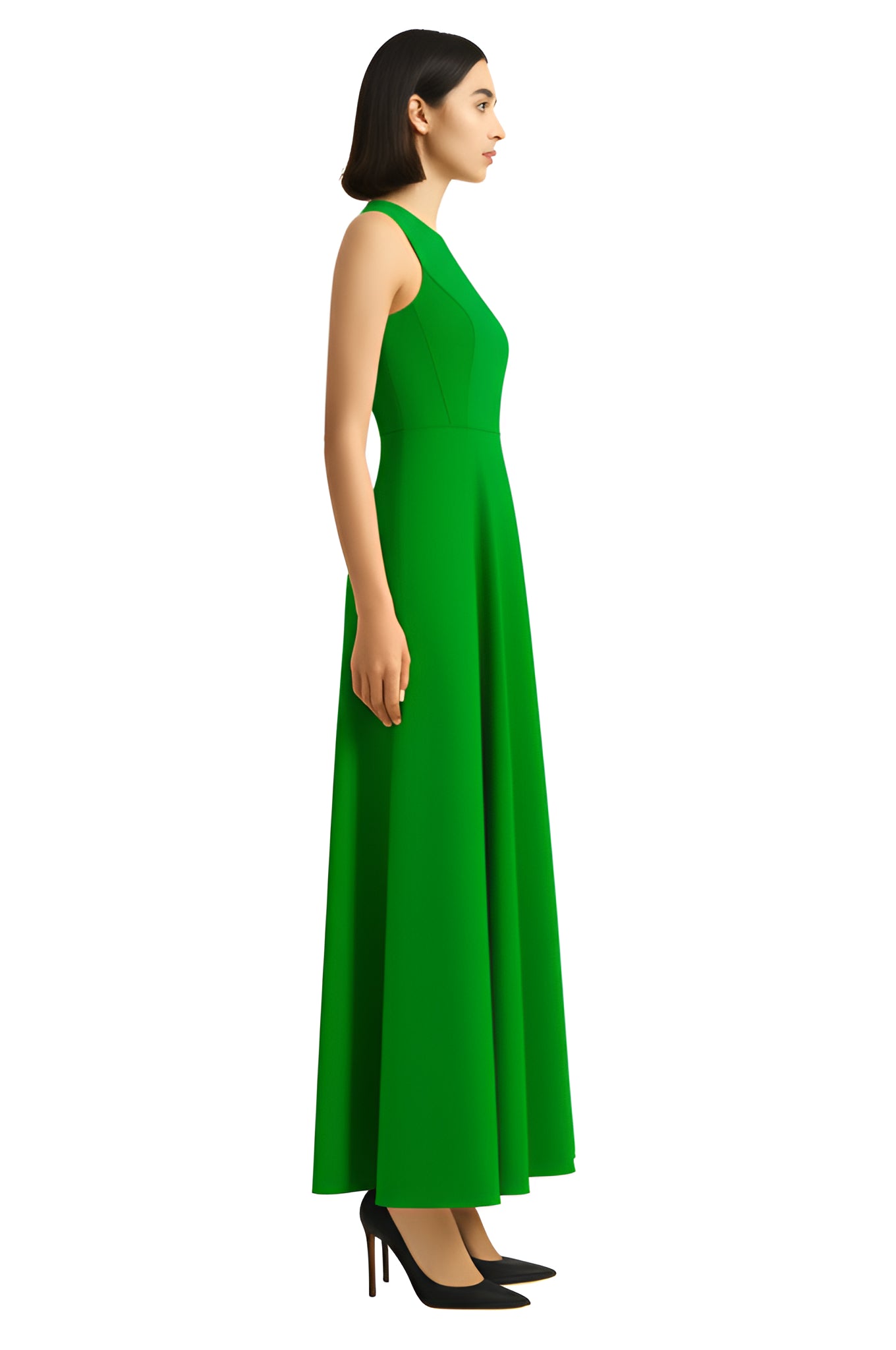 Sleeveless A-Line Maxi Dress – Green