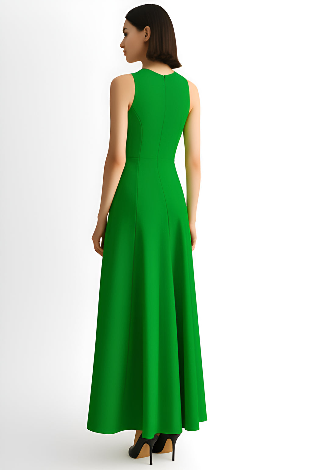 Sleeveless A-Line Maxi Dress – Green