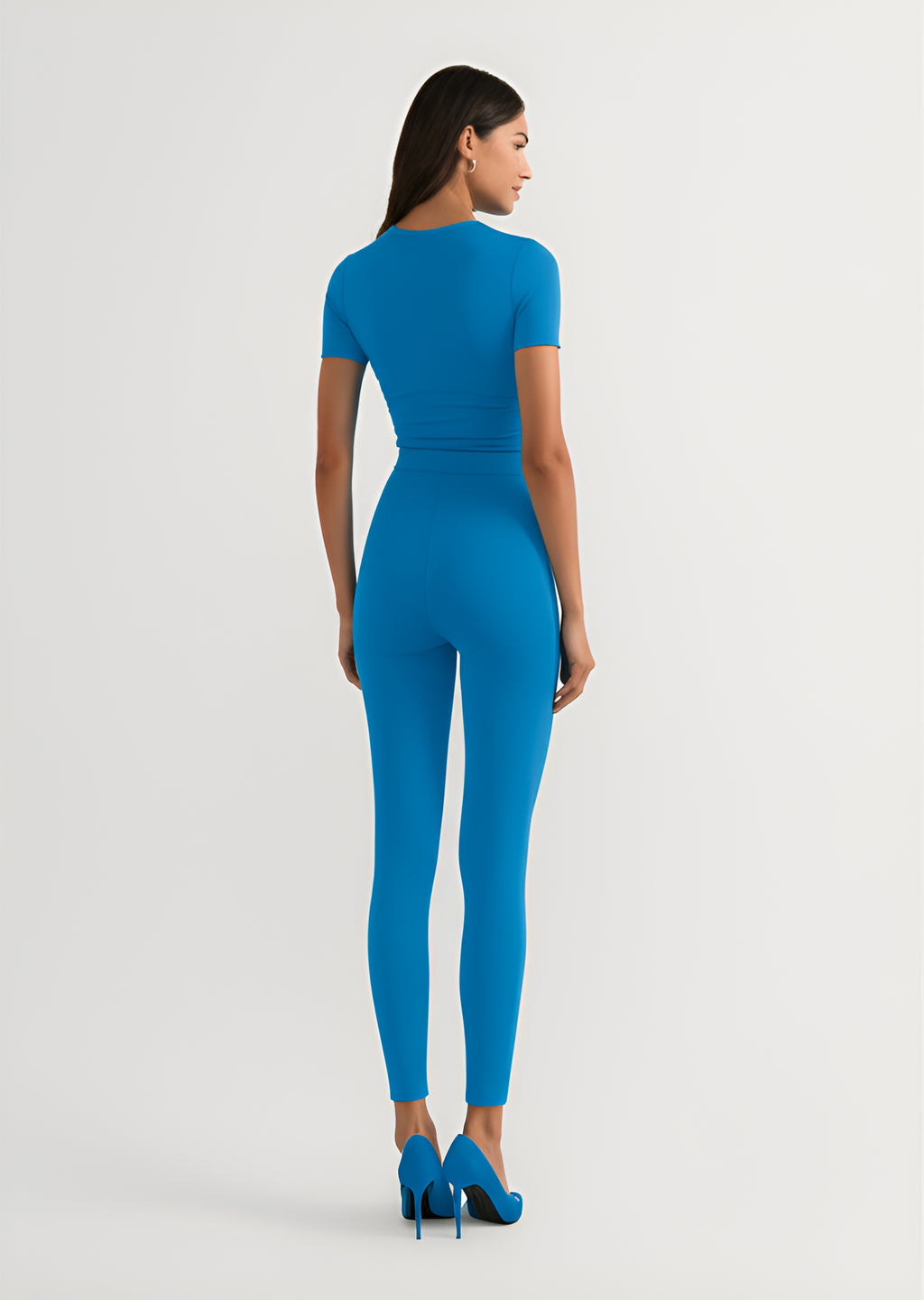 Seamless Crop Top and Leggings Set- Blue