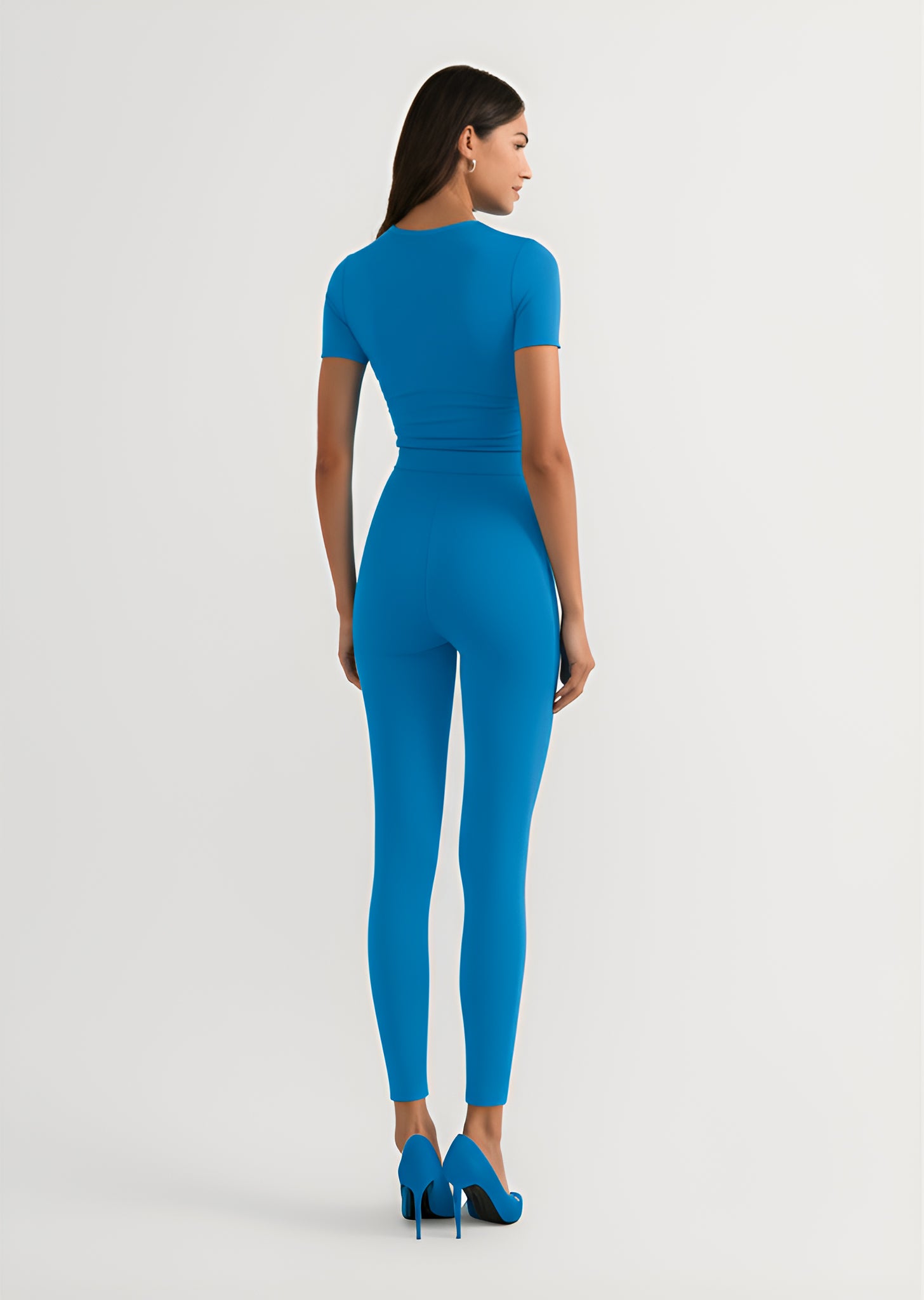 Seamless Crop Top and Leggings Set- Blue