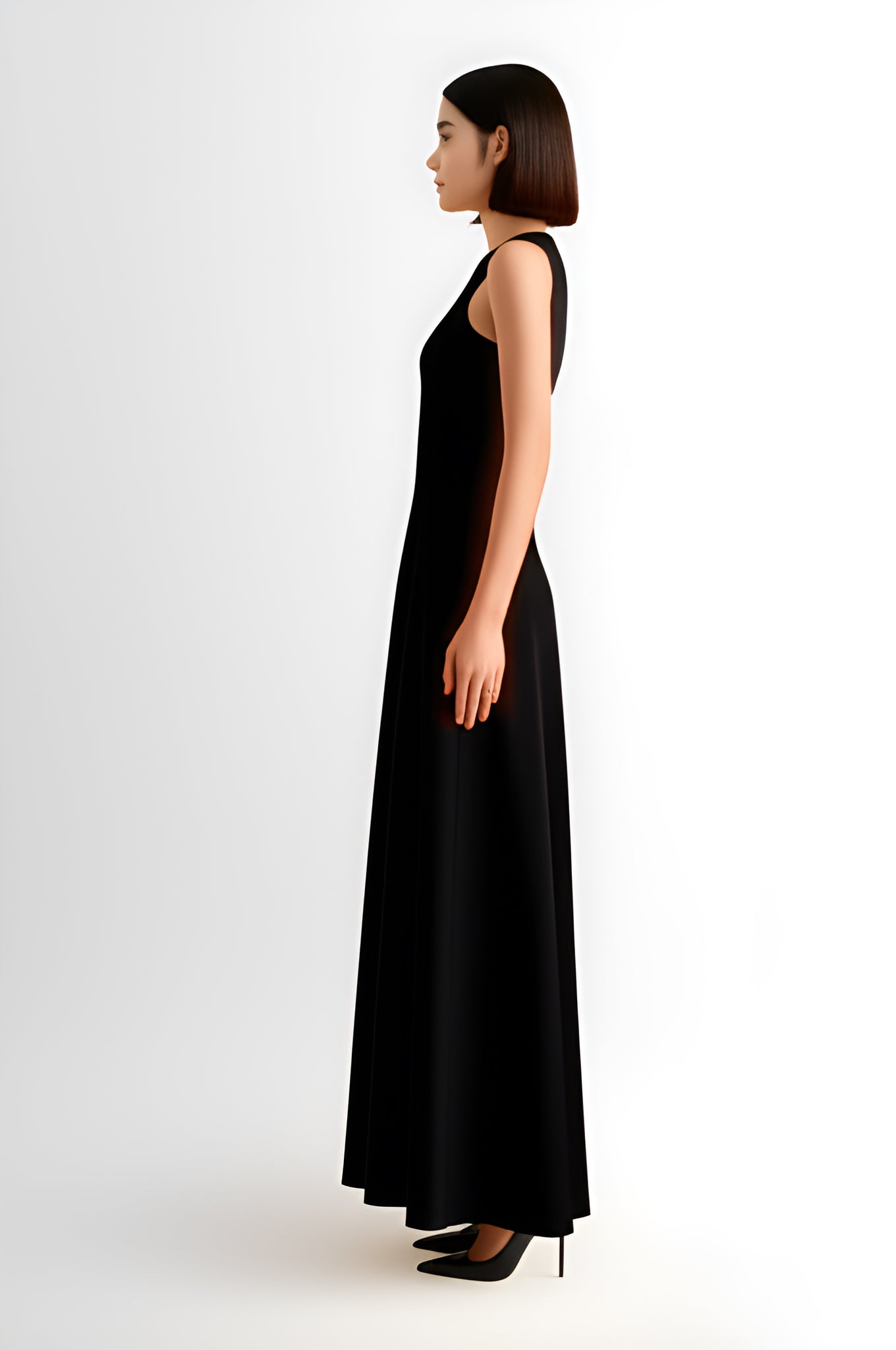 Sleeveless A-Line Maxi Dress – Black