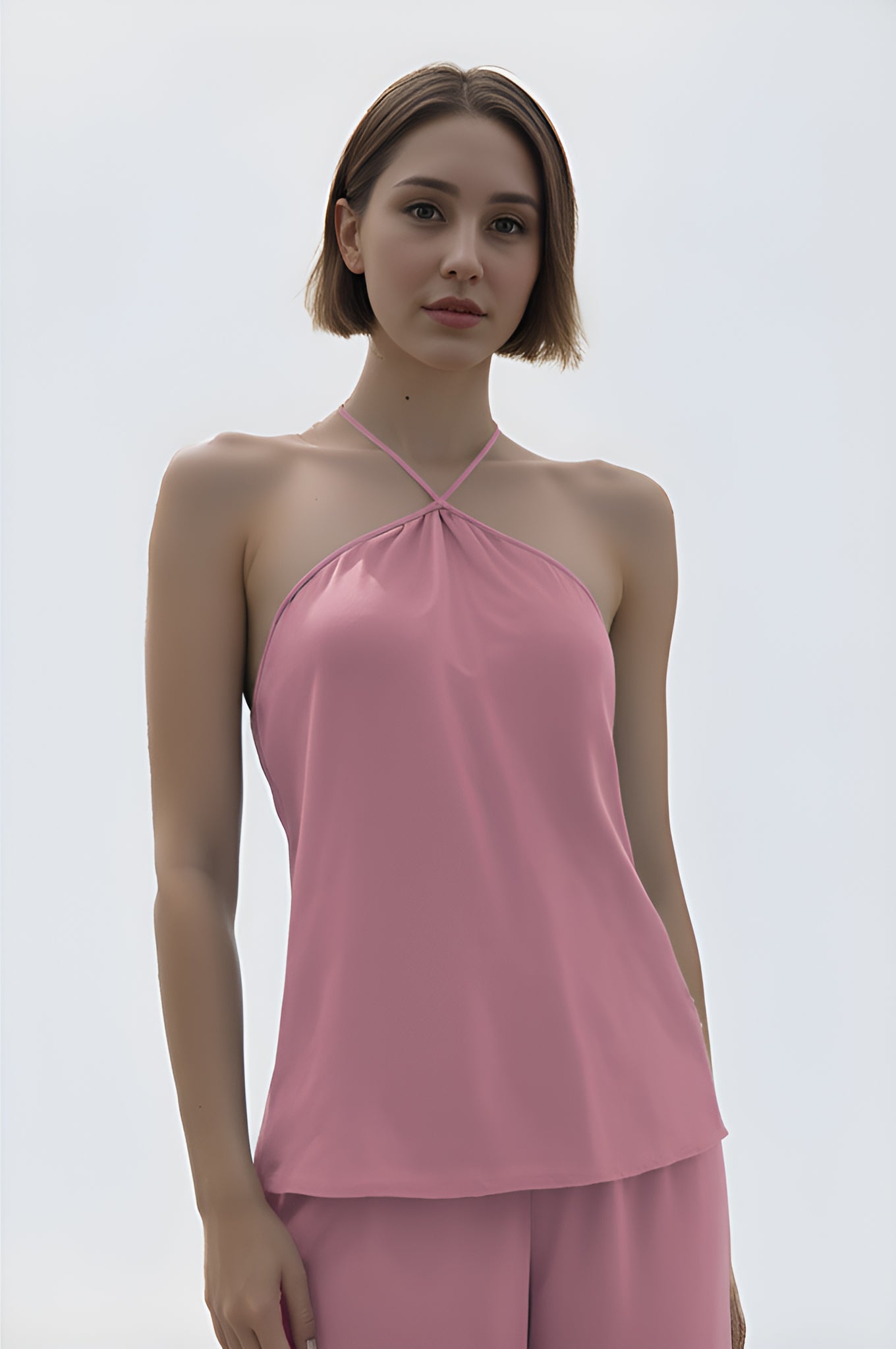 Satin Halter-Neck Camisole Top