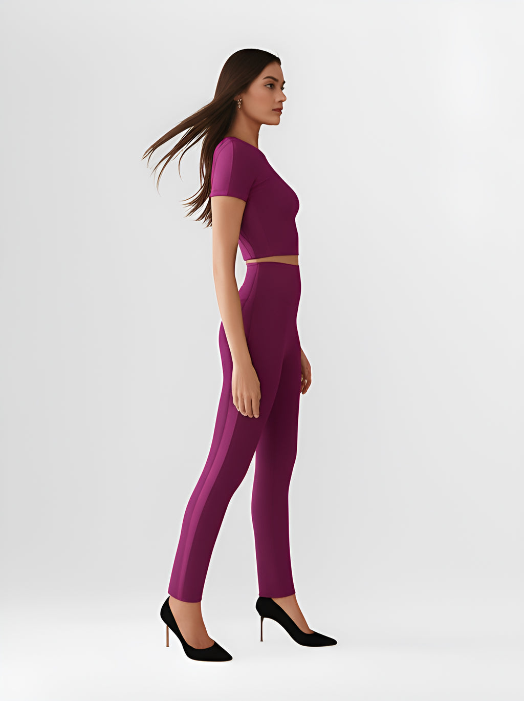 Seamless Crop Top and Leggings Set- Purple