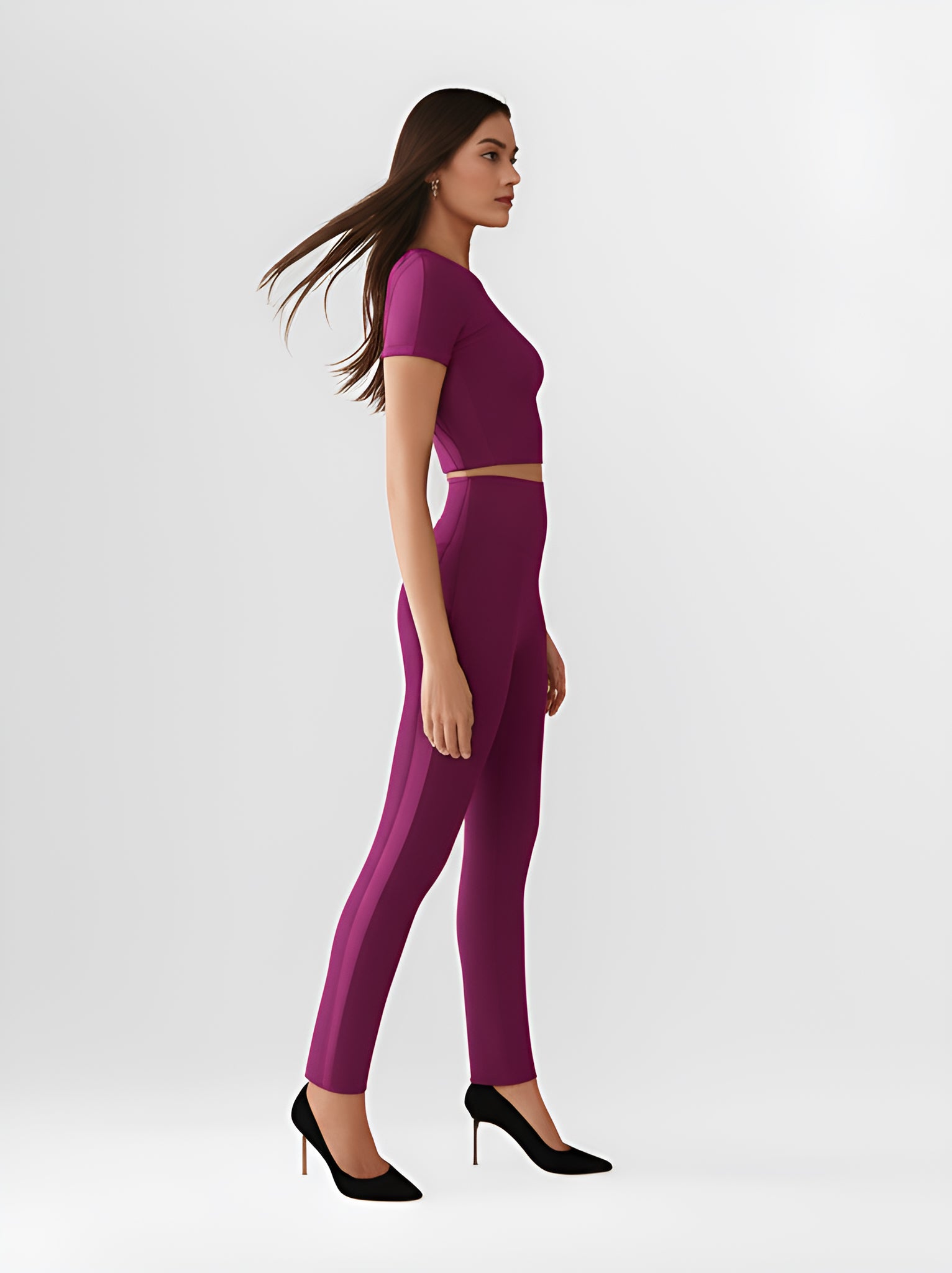 Seamless Crop Top and Leggings Set- Purple