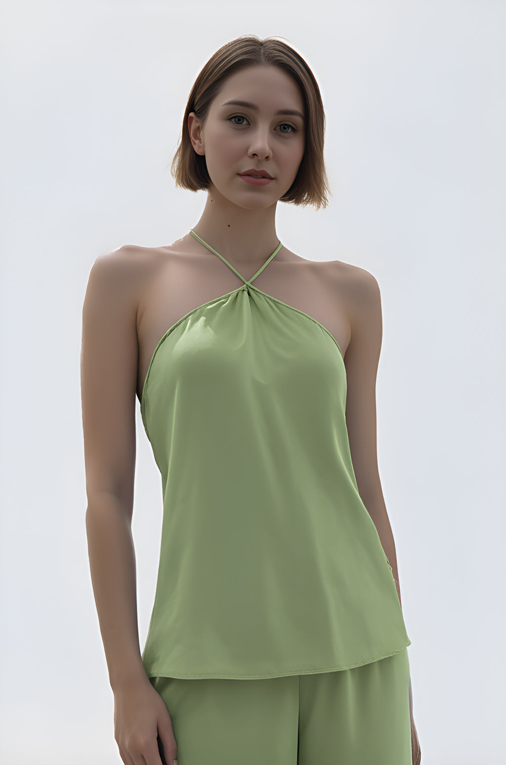 Satin Halter-Neck Camisole Top