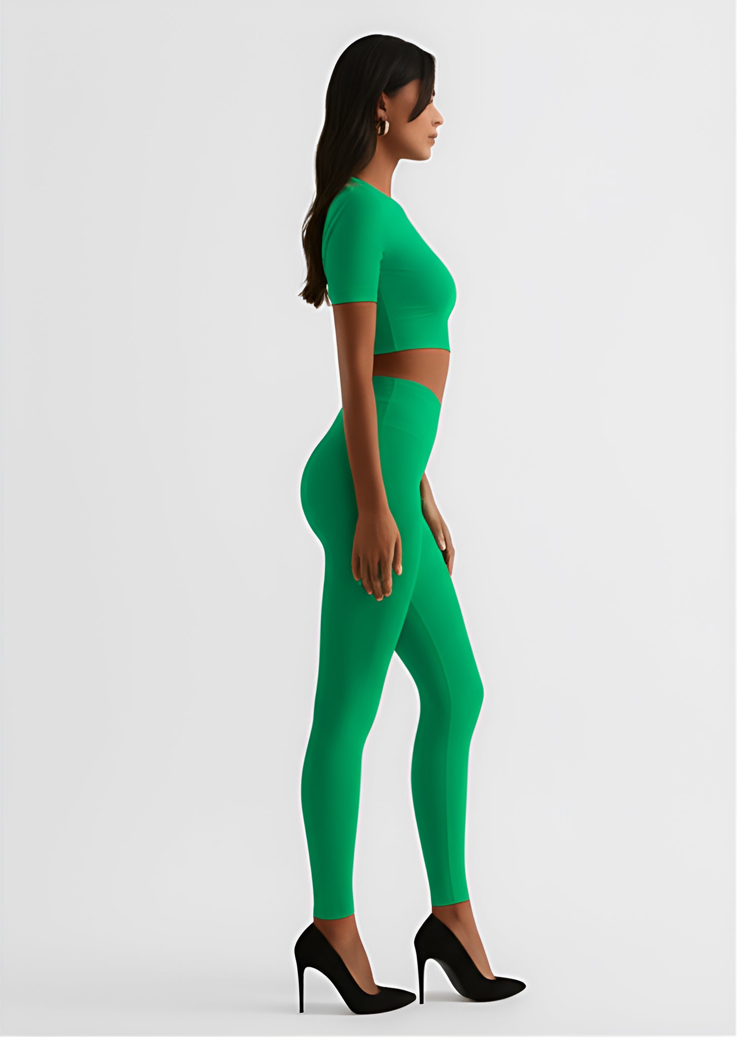 Seamless Crop Top and Leggings Set – Green