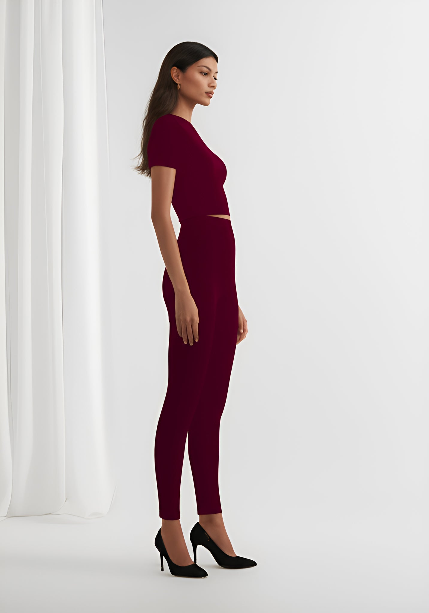 Seamless Crop Top and Leggings Set- Maroon
