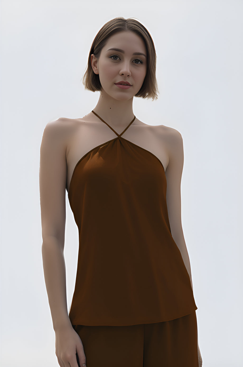 Satin Halter-Neck Camisole Top