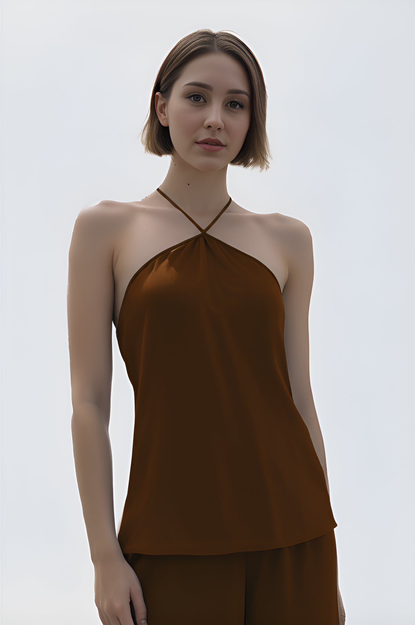 Satin Halter-Neck Camisole Top