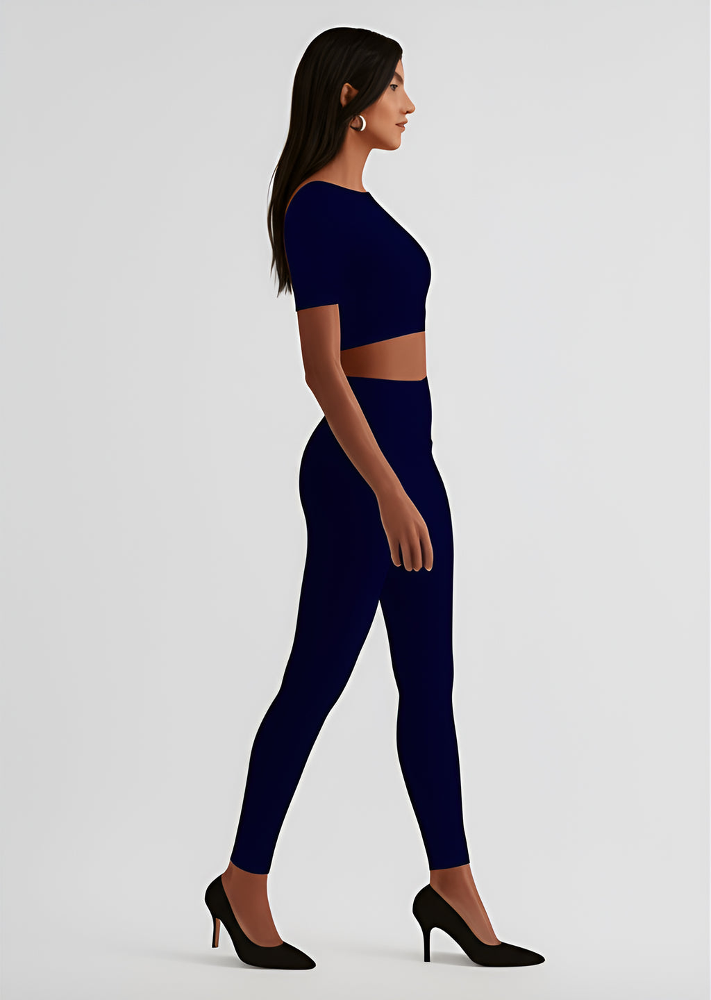 Seamless Crop Top and Leggings Set – Navy