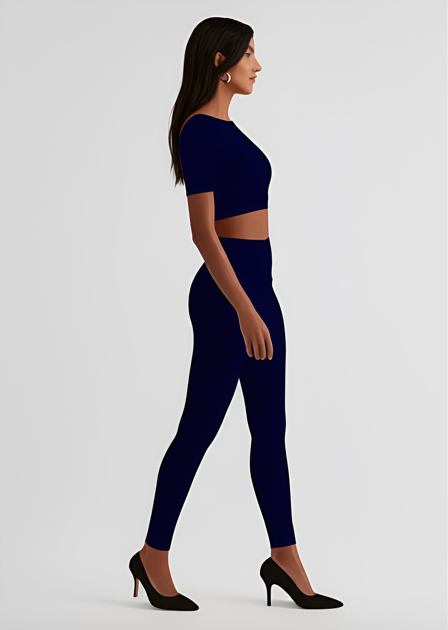 Seamless Crop Top and Leggings Set – Navy