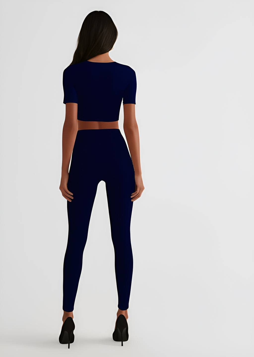 Seamless Crop Top and Leggings Set – Navy