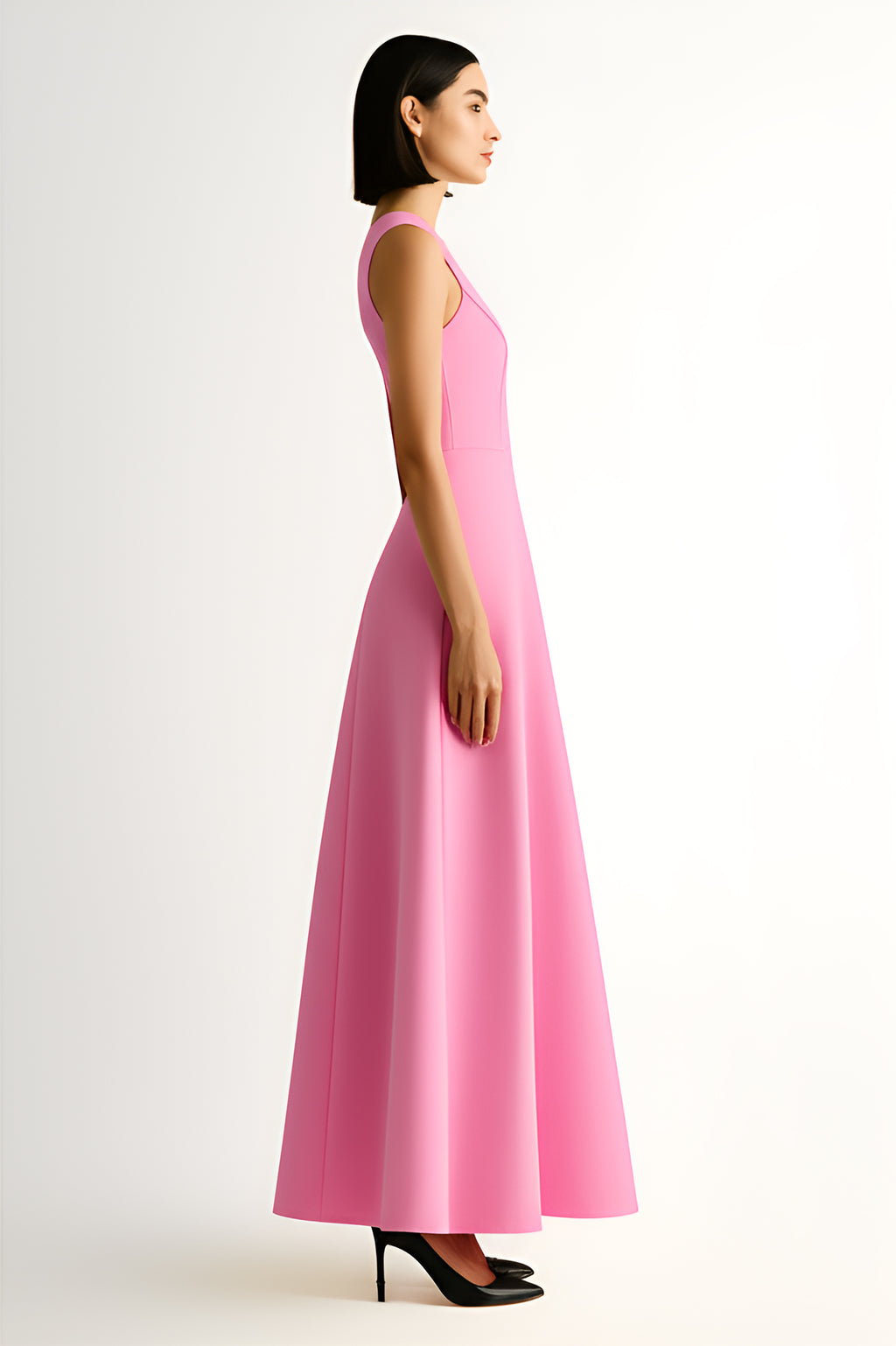 Sleeveless A-Line Maxi Dress – Pink