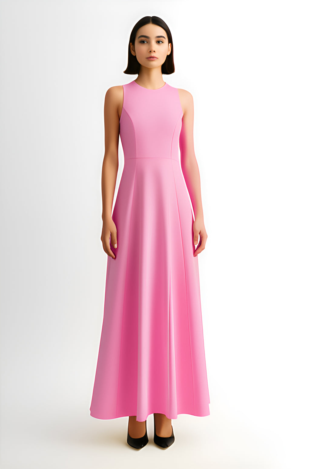 Sleeveless A-Line Maxi Dress – Pink