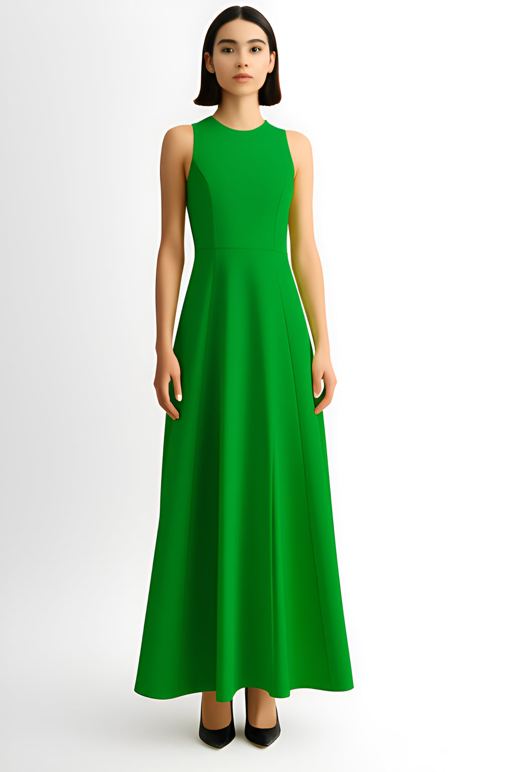 Sleeveless A-Line Maxi Dress – Green