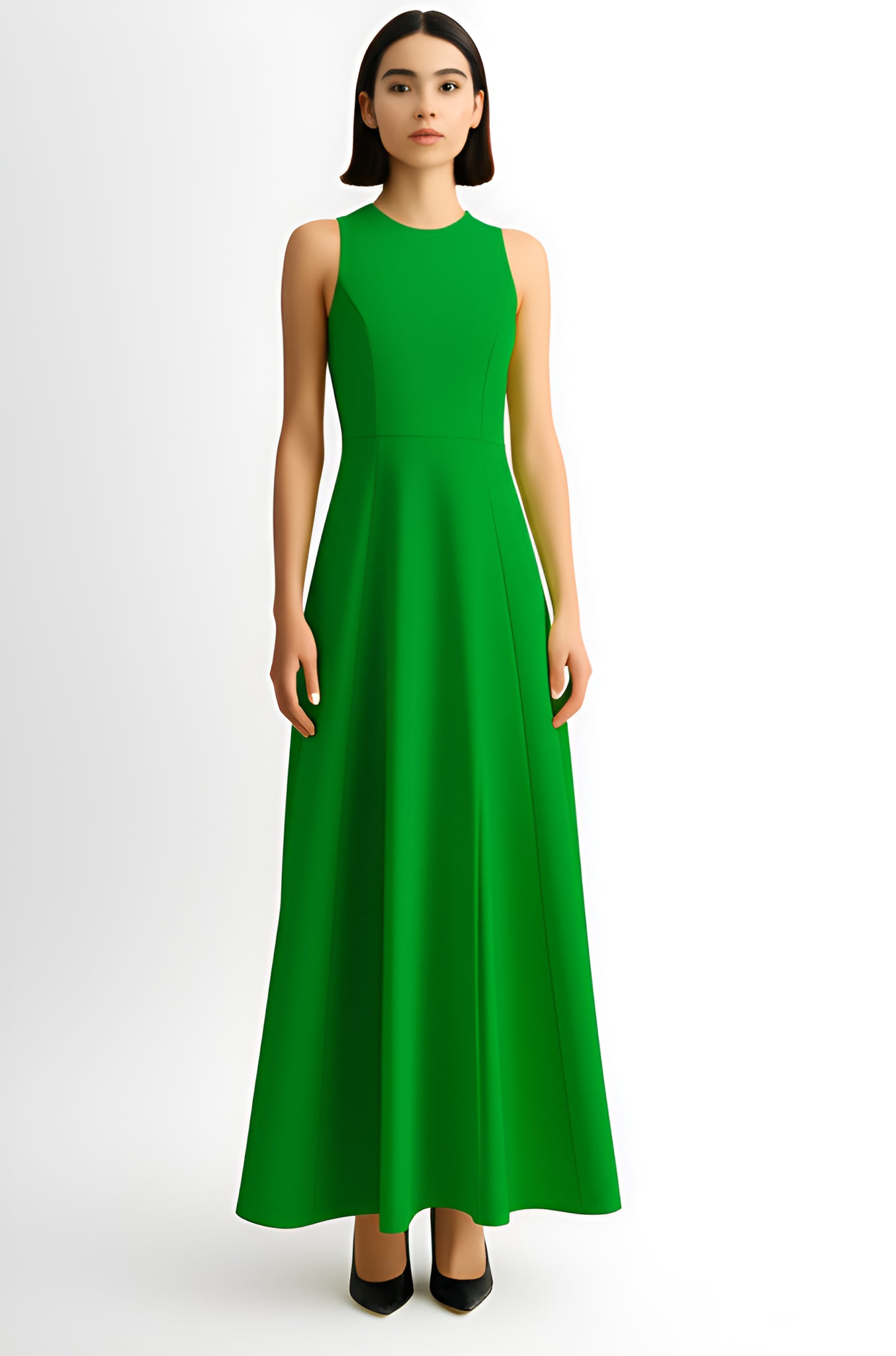 Sleeveless A-Line Maxi Dress – Green