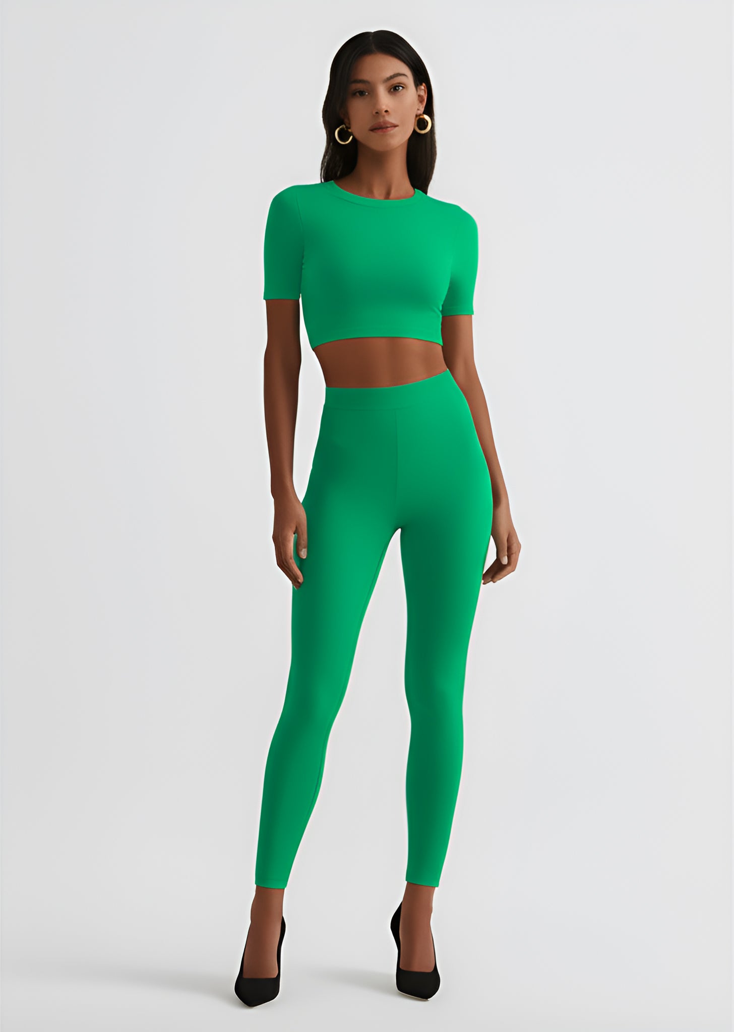 Seamless Crop Top and Leggings Set – Green