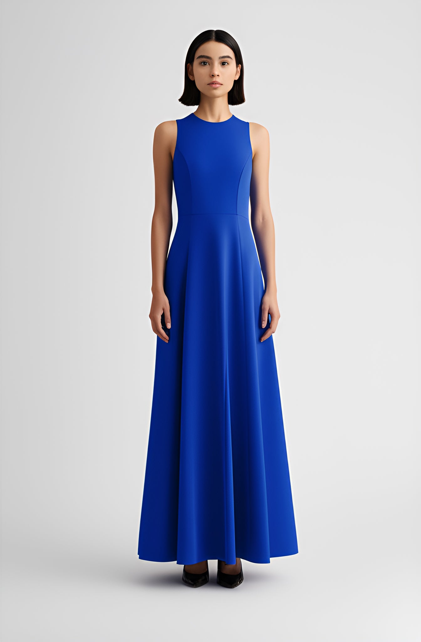 Sleeveless A-Line Maxi Dress – Blue
