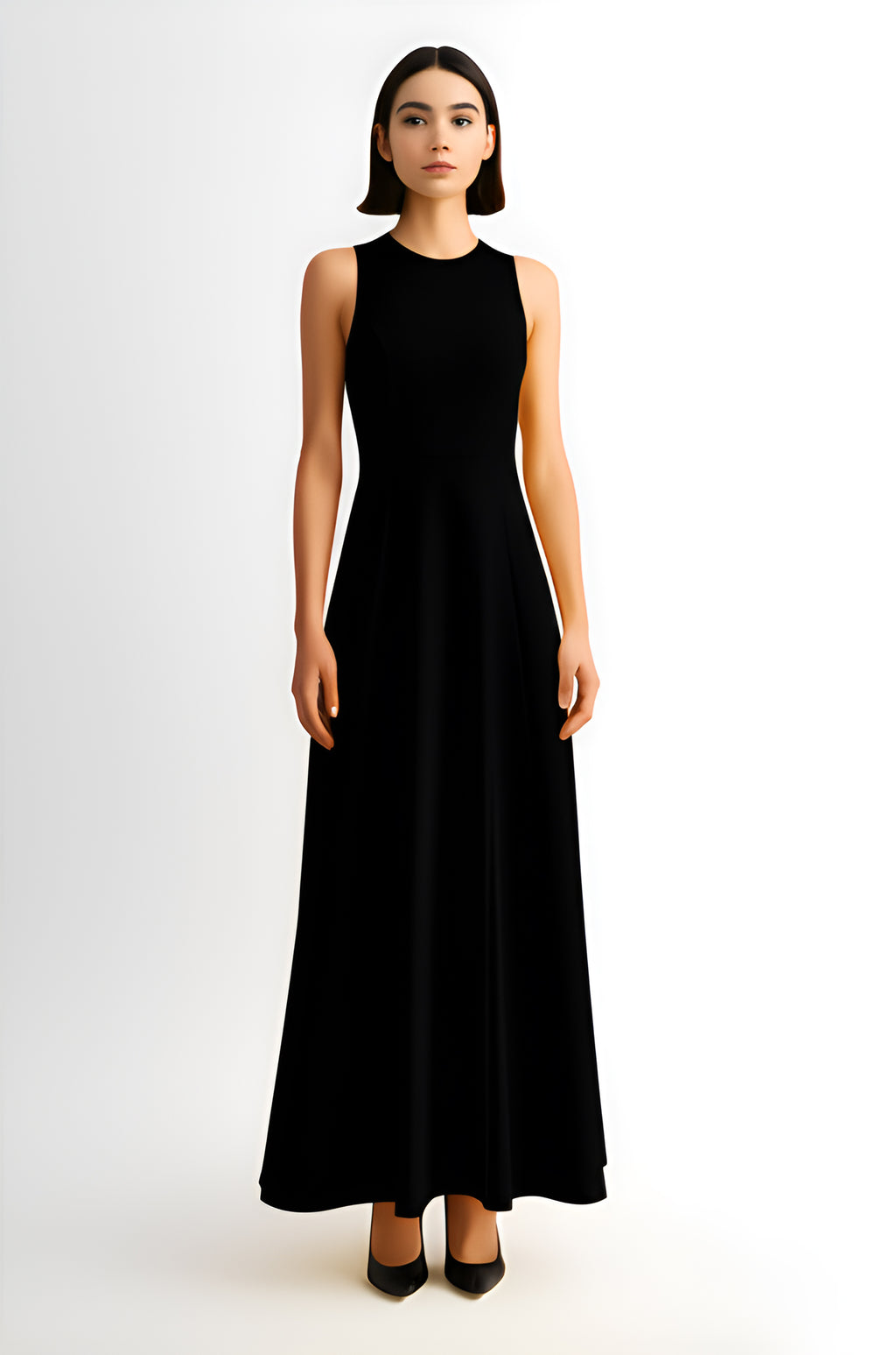 Sleeveless A-Line Maxi Dress – Black