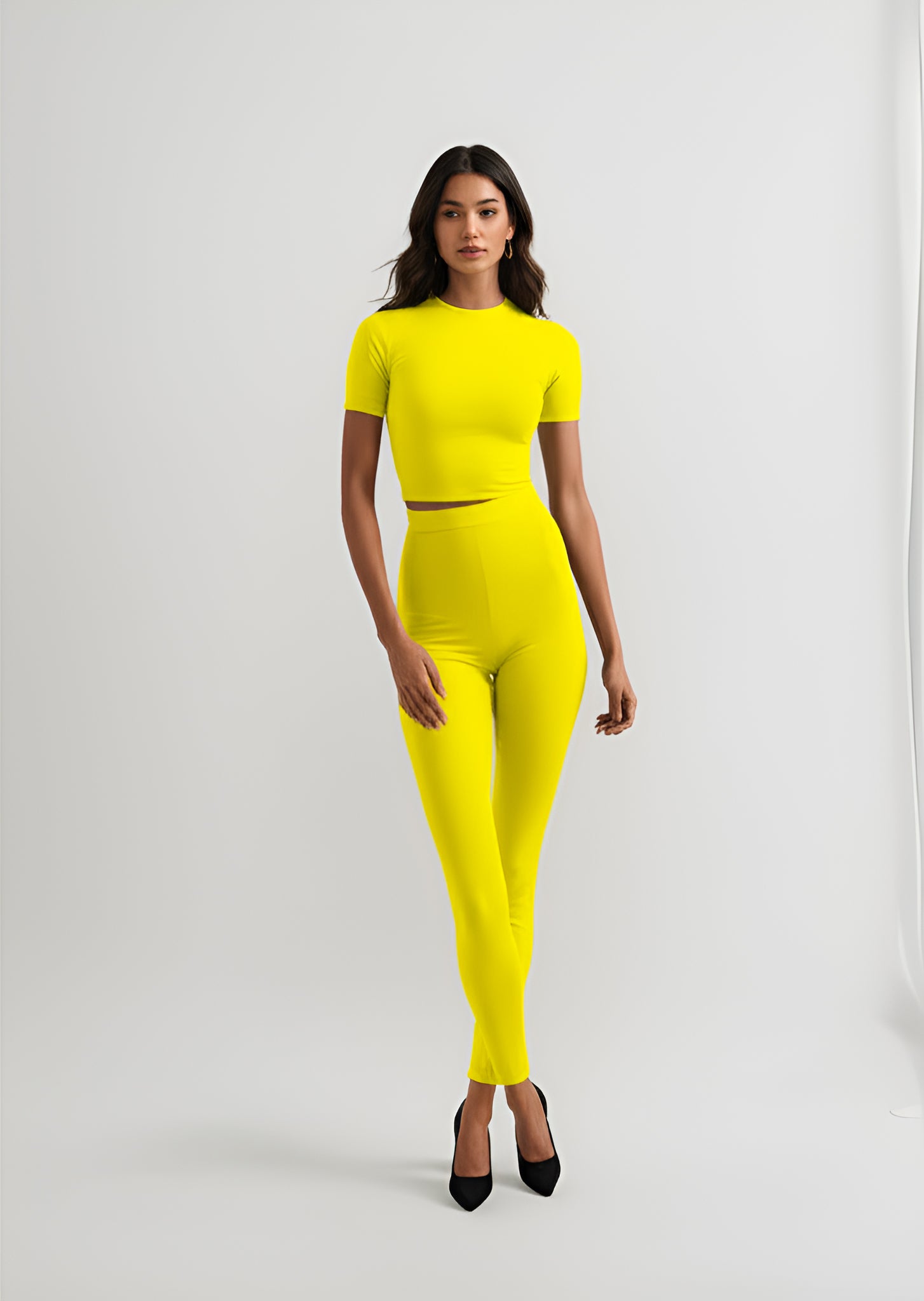 Seamless Crop Top and Leggings Set- Yellow