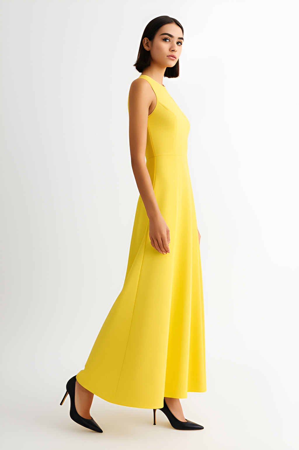 Sleeveless A-Line Maxi Dress – Yellow