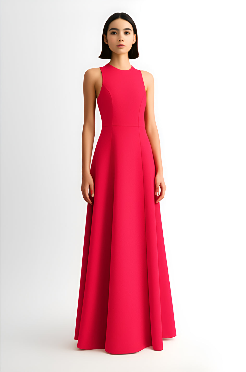 Sleeveless A-Line Maxi Dress – Red