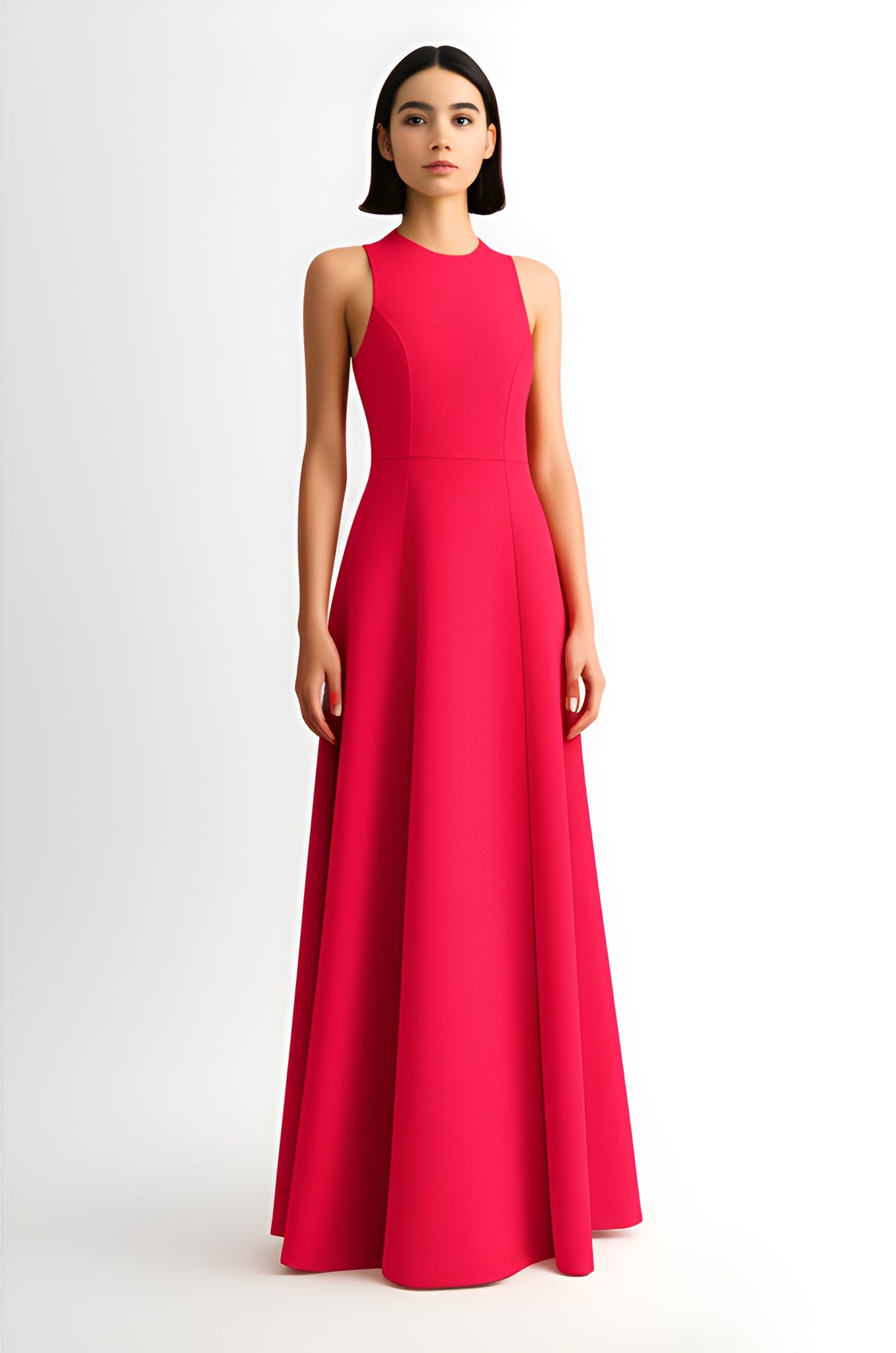 Sleeveless A-Line Maxi Dress – Red